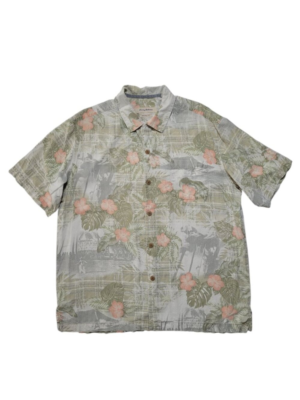 Tommy Bahama Mens Silk Hawaiian Shirt Tropical Floral Print Large Coastal - Picture 3 of 10